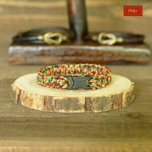 Paracord Survival Bracelet Side Release Buckle Multi Colors L 6.75"(ID209)